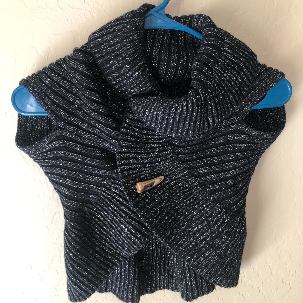 Black/Gold Wrap Shawl/Sweater - Size S - Mock Neck